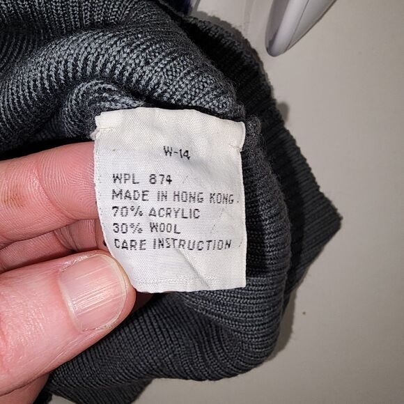 Vintage White Stag Grey Wool Blend Quarter Zip Pullover Sweater Size L - Picture 5 of 7